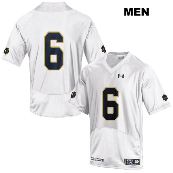 Men's NCAA Notre Dame Fighting Irish #6 Tony Jones Jr. Stitched College Under Armour Authentic White No Name Football Jersey HA10I55XL